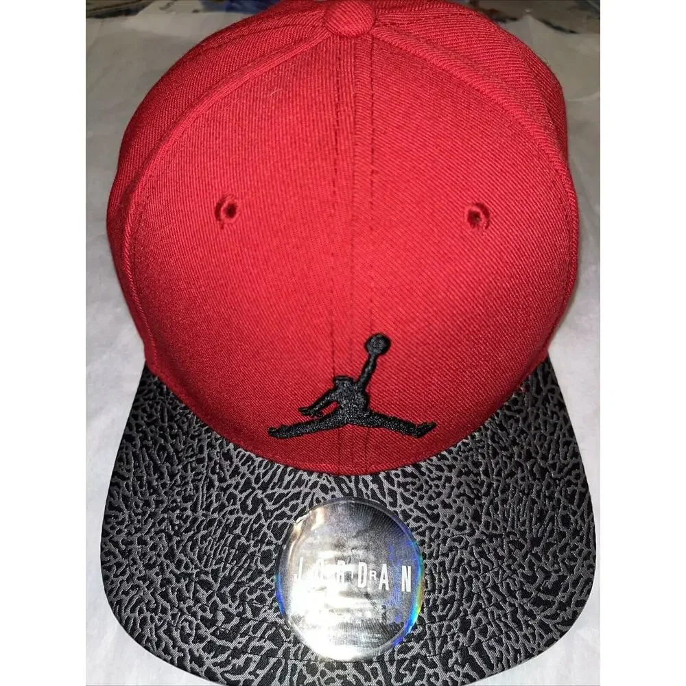 Air Jordan Red Black Cement Elephant Jumpman Hat Snapback Cap RARE NWOT